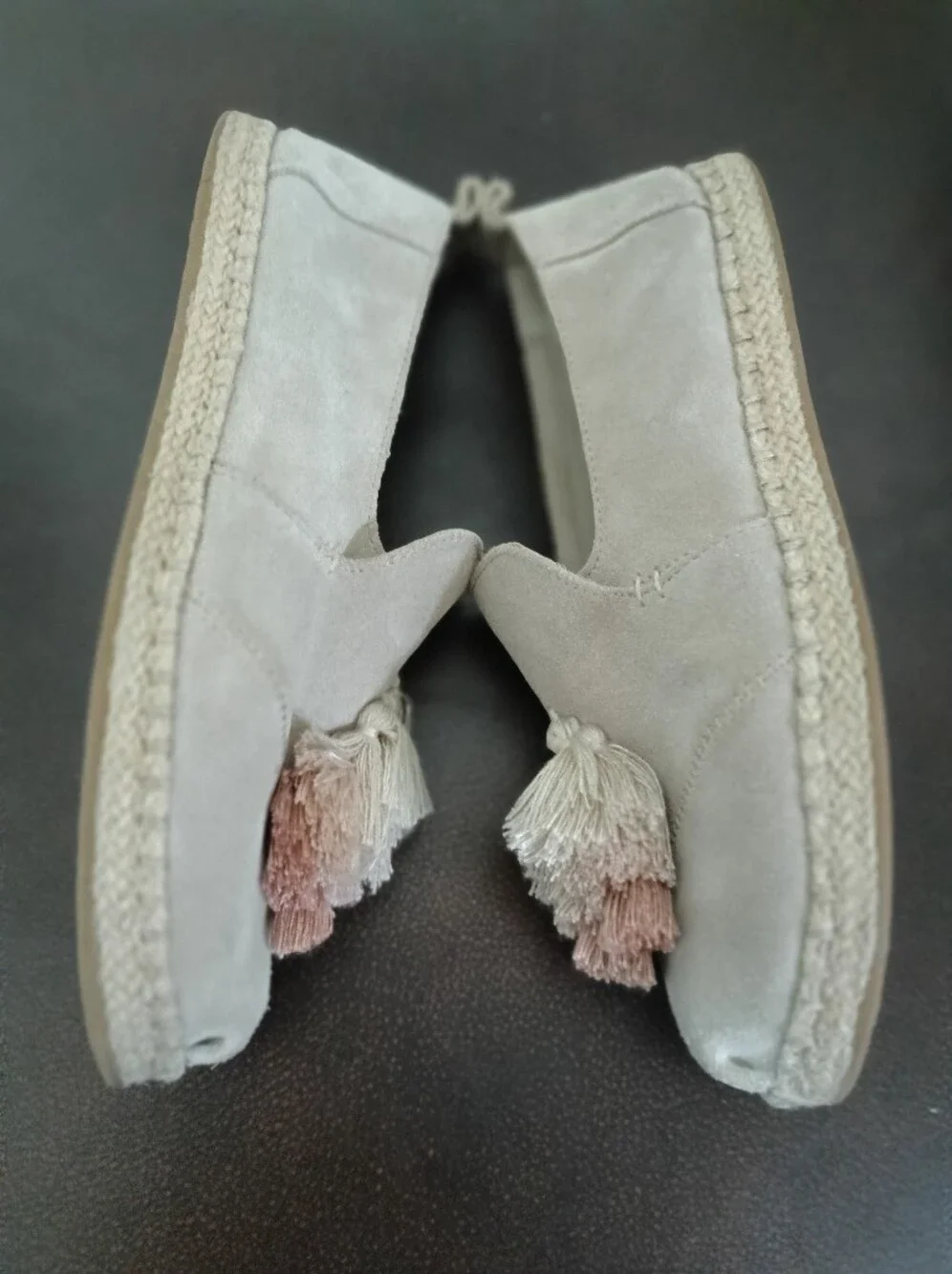 Toms Deconstructed Suede Alpargata Rope Tassel Suede Slip-on Shoes Size 8 Gray